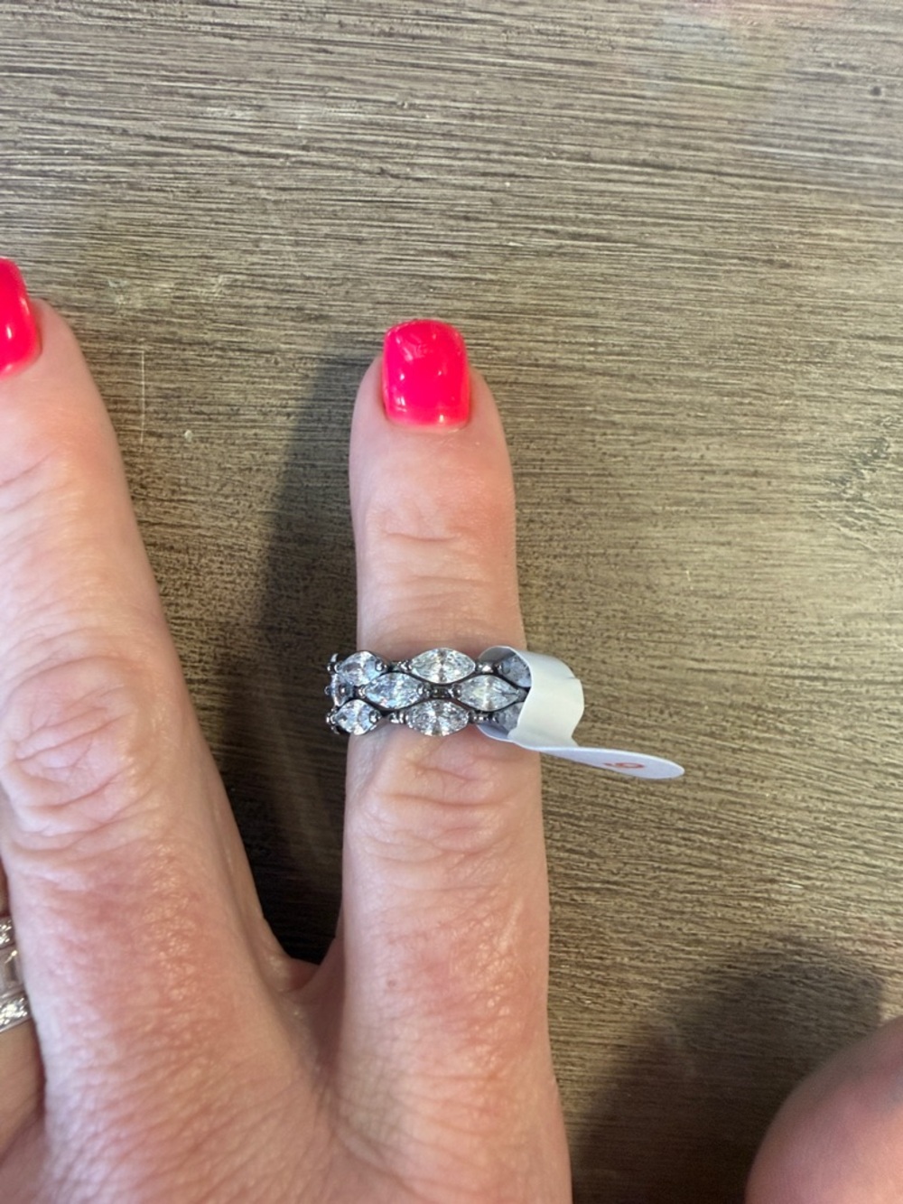 Sparkling Silver-Tone Crystal Cluster Ring in Silver
